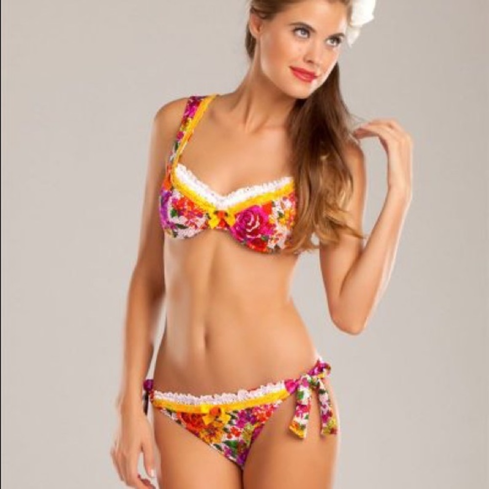Betsey Johnson Orange Slice Floral Swim Suit M/L
